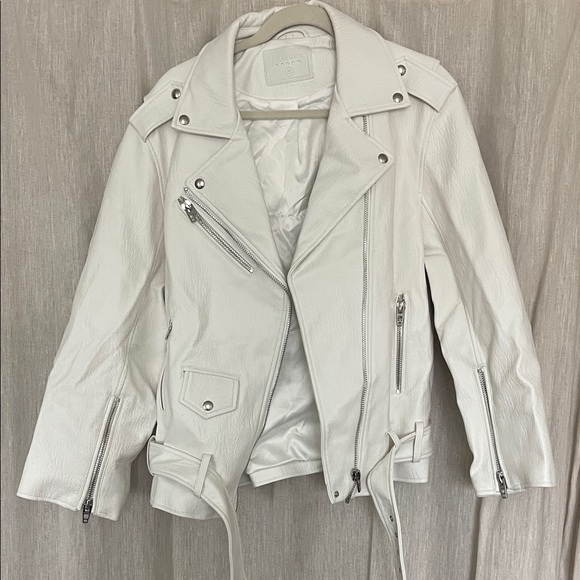 Blank NYC White Leather Biker Jacket - Picture 1 of 3